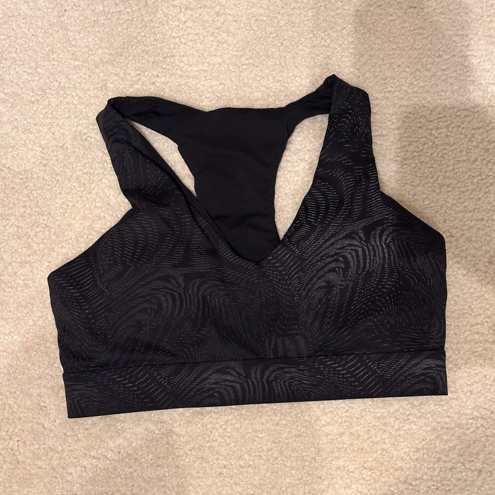 Fabletics Black Reflective Racerback Sports Bra